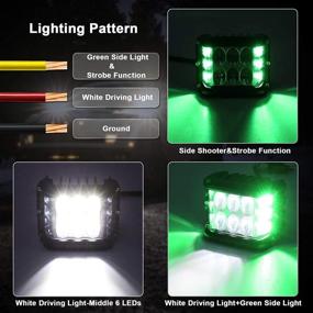 img 3 attached to Optimized OVOTOR Dual Side Shooter LED Lights - 4inch Green DRL Solid&amp;Strobe Off Road LED Pod Lights for Jeep Tractor Plow Truck SUV ATV Motorcycle