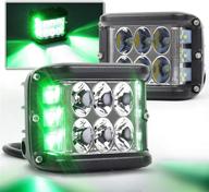 optimized ovotor dual side shooter led lights - 4inch green drl solid&amp;strobe off road led pod lights for jeep tractor plow truck suv atv motorcycle logo