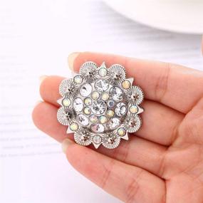 img 2 attached to 🌸 Sparkling Metal Flower Berry Conchos with Rhinestone Accents - Pack of 12