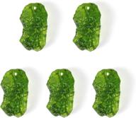 set of 5 man-made moldavite crystal necklace pendants with holes – diy beaded 💎 bracelet, crystal earrings & pendant necklace – positive energy gemstone jewelry for women and men logo