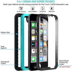 img 3 attached to Waterproof Case for iPod Touch 7/6/5, Full-Body Protection with Shockproof Built-in Screen Protector - BESINPO