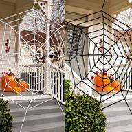 outdoor halloween decorations - 2 pack giant spider web set, 11ft white and black spider web, haunted house party decor supplies for yard logo