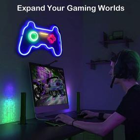 img 3 attached to 🎮 Enhance Your Gaming Den with Gamepad Shaped Neon Sign - LED Playstation Lights for Bedroom Wall Decor, Bar, or Gaming Room Party Decoration (16"x 11") - Vibrant Blue!