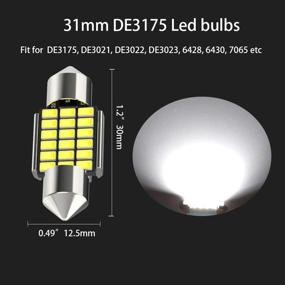 img 3 attached to 🚗 6000K Ксенон Белый 18smd 3014 Чипсет 31mm DE3175 DE3021 Светодиодные лампы Festoon - Canbus Без Ошибок для Салона Автомобиля, Пакет из 4 штук - DE3022 1,25" 3175 6428 Festoon Лампочки