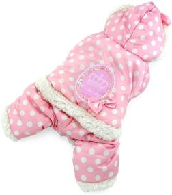 img 4 attached to 🐶 SELMAI Small Dog Snowsuit with Polka Dot and Star Print - Fleece Winter Coat for Girls and Boys - Hooded Waterproof Outdoor Cotton Padded Dog Cat Parka Jacket - Chihuahua Clothes Jumpsuit