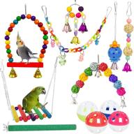 🦜 enhance your bird's entertainment with 12 packs of chewing hanging bell parrot swing toys - ideal for small parakeets, conures, love birds, cockatiels, macaws, and finches logo