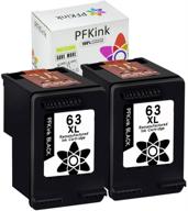 🖨️ high-quality pfkink remanufactured 63 black ink cartridge replacement for hp 63 63xl - compatible with envy, officejet, and deskjet printers - pack of 2 black logo