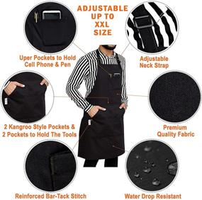 img 3 attached to Professional Grade Extra Large XXL Men/Women Apron: Durable 1-Pack for Cooking, BBQ, and Work