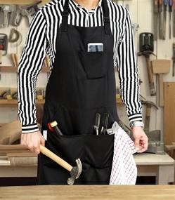 img 1 attached to Professional Grade Extra Large XXL Men/Women Apron: Durable 1-Pack for Cooking, BBQ, and Work