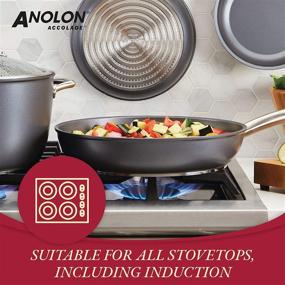 img 1 attached to Anolon Accolade Hard-Anodized Precision Forge Cookware Set, 12-Piece Pot and Pan Set with Glass Lids, Moonstone Finish