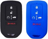 🔑 silicone чехол для ключа: идеальная защита для honda accord, civic, crv, pilot, passport, insight - набор из 2 шт., черный/синий логотип