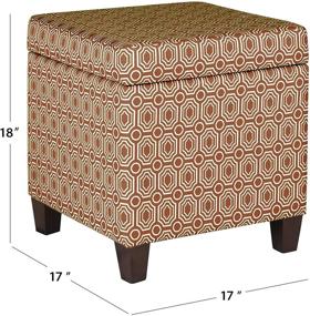 img 2 attached to 🧡 HomePop Orange Geometric Upholstered Storage Cube Ottoman - Hinged Lid for Easy Access