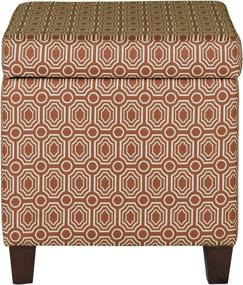 img 1 attached to 🧡 HomePop Orange Geometric Upholstered Storage Cube Ottoman - Hinged Lid for Easy Access