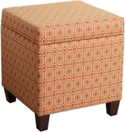 🧡 homepop orange geometric upholstered storage cube ottoman - hinged lid for easy access logo