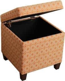 img 3 attached to 🧡 HomePop Orange Geometric Upholstered Storage Cube Ottoman - Hinged Lid for Easy Access