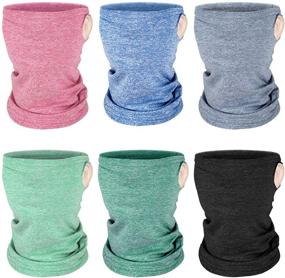 img 4 attached to 🌞 Pack of 6 Summer Neck Gaiters for Kids - Ice Silk Face Cover Bandanas with Non-Slip Balaclava Neck Cover in Solid Colors