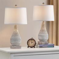 🏡 set of 2 bobomomo rustic retro farmhouse table lamps, 24.8'' height, ideal for bedroom and living room décor, traditional nightstand lighting with white fabric shades логотип