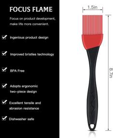 img 3 attached to 🔥 FOCUS FLAME 2-Pack Silicone Basting BBQ Brush Set - 8 IN Grilling Pastry Brush for Cast Iron, Barbecue, Baking, Sauces, Marinades, Dishwasher Safe - Ideal for Meat, Desserts, Butter Sauce