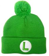 🍀 green luigi pom pom knit hat beanie - super mario bros logo