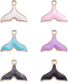 img 3 attached to 🧜 Random Mixed Colors Mermaid Tail Charms 15x18mm Light Plated Dolphin Tail Pendants for Ocean Beach Summer Jewelry Making - Pack of 50 with 1.4mm Hole by Craftdady