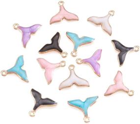 img 4 attached to 🧜 Random Mixed Colors Mermaid Tail Charms 15x18mm Light Plated Dolphin Tail Pendants for Ocean Beach Summer Jewelry Making - Pack of 50 with 1.4mm Hole by Craftdady