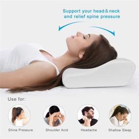 img 2 attached to 🌙 Подушка из пены Memory Foam Ultimate Comfort: облегчение боли в шее, эргономичная поддержка шейного отдела для спящих на боку/спине/животе, правильное выравнивание позвоночника