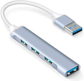 img 4 attached to 🔌 Ultra Slim Mini USB Hub Extensions - 4 Port USB 3.0 and 2.0 Hub - Adapter for iMac Pro, MacBook, Mac Mini/Pro - Portable Data Hub, USB Splitter - Aluminum Alloy