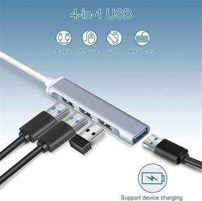 img 3 attached to 🔌 Ultra Slim Mini USB Hub Extensions - 4 Port USB 3.0 and 2.0 Hub - Adapter for iMac Pro, MacBook, Mac Mini/Pro - Portable Data Hub, USB Splitter - Aluminum Alloy