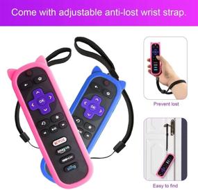 img 3 attached to （Pack Of 2） Blue Pink Silicone Protective Soft Cases Covers Compatible With RC280 TCL ROKU TV Remote Control With Wrist Strap Cute Cat Ear Shape Case Only