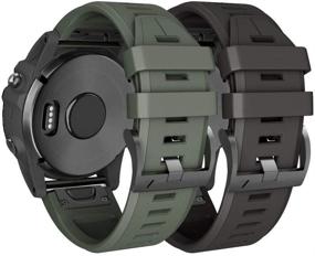 img 4 attached to 🌟 Премиум силиконовый ремешок для замены на часы Garmin Fenix ​​5X / Fenix ​​5X Plus / Fenix ​​6X - спортивный бандаж NotoCity (черный / армейский зеленый)