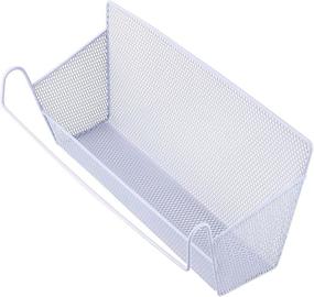 img 2 attached to 📚 BTSKY White Bedside Storage Basket: Metal Mesh Dorm Room Organizer Rack Shelf for Book Phones Drinks Tissues Office Home - Hanging Desktop Corner Shelves with Hook