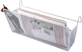 img 3 attached to 📚 BTSKY White Bedside Storage Basket: Metal Mesh Dorm Room Organizer Rack Shelf for Book Phones Drinks Tissues Office Home - Hanging Desktop Corner Shelves with Hook