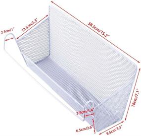 img 1 attached to 📚 BTSKY White Bedside Storage Basket: Metal Mesh Dorm Room Organizer Rack Shelf for Book Phones Drinks Tissues Office Home - Hanging Desktop Corner Shelves with Hook