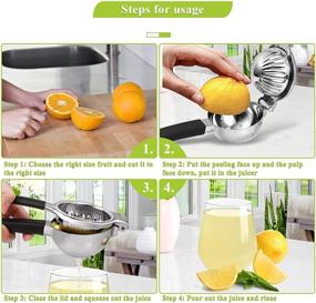 img 1 attached to 🍋 Effortless Lemon Extra Large Stainless Steel Lemon Squeezer - Heavy Duty Hand Press Juicer for Juicing Lemons, Limes & Oranges, with Non-Slip Grips - Manual Citrus Press