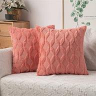 🛋️ miulee pack of 2 embroidered faux wool throw pillow covers in coral red - stylish decorative cushion cases for couch, sofa, bedroom, car - 18x18 inch логотип