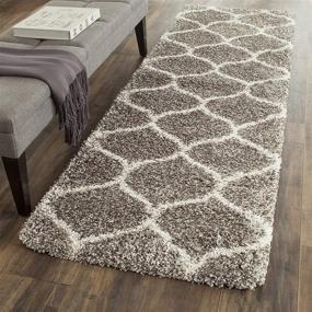 img 4 attached to SAFAVIEH Hudson Shag Collection SGH280B Moroccan Ogee Trellis 2-inch Thick Runner, Grey/Ivory - Perfect for Living, Bedroom, Dining or Entryway