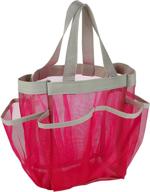 🛁 mesh pink shower tote with 7 pockets - conveniently access your shower essentials. ideal for college dorms, gym, swimming, travel. ensures easy drainage. logo