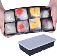 🧊 premium silicone ice cube tray with lid – large square mold for 8 giant ice cubes: ideal for whiskey & cocktails, keeps drinks chilled, reusable and bpa free - 1 pack logo