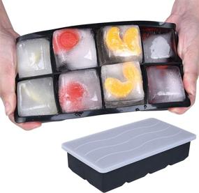 img 1 attached to 🧊 Premium Silicone Ice Cube Tray with Lid – Large Square Mold for 8 Giant Ice Cubes: Ideal for Whiskey & Cocktails, Keeps Drinks Chilled, Reusable and BPA Free - 1 Pack