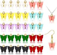 🦋 32-piece colorful butterfly charms | acrylic pendant for diy earrings, bracelets, and necklaces - vibrant crafting supplies in 8 colors logo