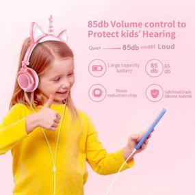 img 1 attached to 🦄 LOPKIN Unicorn Kids Cat Ear Headphones with LED Light, Wired Adjustable Earphones for Boys and Girls - Back to School Supplies, Foldable Over the Ear Game Headset for Toddlers