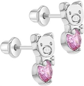 img 3 attached to Rhodium Plated Piggy Earrings Children