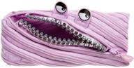 🖍️ kid's pencil case - zipit grillz: holds 30 pens, machine washable, lilac color, made from a single long zipper! logo