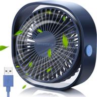 smartdevil usb desk fan - small portable table cooling fan, 3 speeds, powerful wind, quiet operation - ideal for home, office, car, travel - navy blue logo