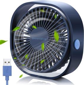 img 4 attached to SmartDevil USB Desk Fan - Small Portable Table Cooling Fan, 3 Speeds, Powerful Wind, Quiet Operation - Ideal for Home, Office, Car, Travel - Navy Blue
