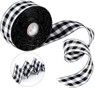 🎀 25 yards black and white plaid taffeta ribbon for diy crafts and party gifts - tatuo wide wired gingham ribbon logo