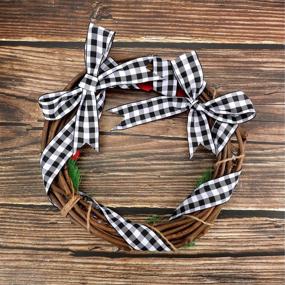 img 2 attached to 🎀 25 Yards Black and White Plaid Taffeta Ribbon for DIY Crafts and Party Gifts - Tatuo Wide Wired Gingham Ribbon