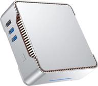 4gb ddr3, 64gb rom mini pc with intel celeron n3350 processor (up to 2.4ghz), windows 10 pro desktop, 4k hd 60hz triple display support, dual-band 2.4g+5g wifi, gigabit ethernet, bluetooth 4.2 logo