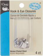 🧷 dritz sewing notions hook & eye closure, no-sew, nickel finish, 4 inches logo