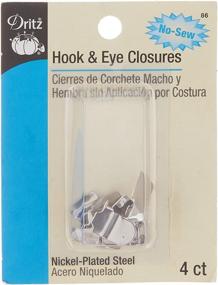 img 2 attached to 🧷 Dritz Sewing Notions Hook & Eye Closure, No-Sew, Nickel Finish, 4 inches